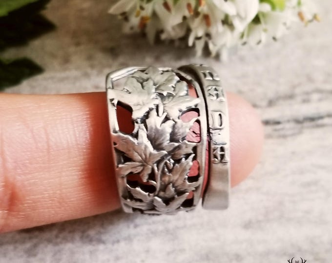 Sterling Maple Leaf Ring, Canadian Botanical Ring, Vintage Fall Ring, Vintage Spoon Jewelry, Nature Inspired Spoon Ring, Leaf Ring, 2114