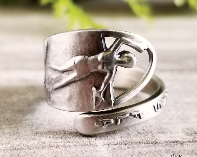 Petite Surfer Ring, Adjustable Florida Silver Ring, Beach Souvenir Ring, Florida Ring, Sterling Spoon Ring, Vintage Sterling Ring, 1730