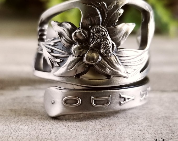 Columbine Flower Spoon Ring, Vintage Sterling Spoon Ring, Colorado Flower Spoon Ring, Floral Spoon Jewelry, Sterling Silver Spoon Ring, 1704