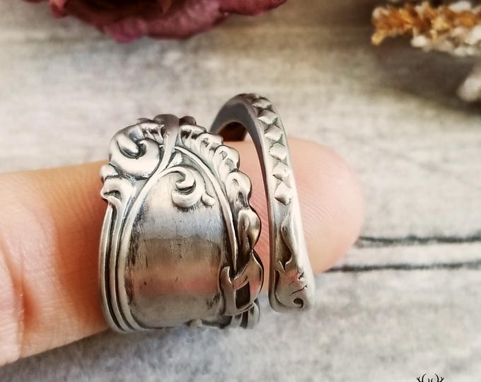 Vintage Bohemian Wrap Ring, Sterling Victorian Ring, Sterling Swirl Ring, Antique Spoon Jewelry, Sterling Silver Spoon Ring, Boho Ring, 1503