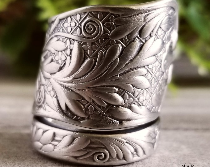 Gorham St. Cloud Sterling Spoon Ring, Sterling Silver Boho Wrap Ring, Rococo Vintage Spiral Ring, Antique Sterling Spoon Ring Jewelry, 1737