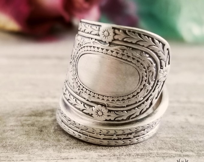Sterling Silver Boho Wrap Ring, Victorian Sterling Spoon Ring, Rococo Vintage Spoon Ring, Unique Sterling Ring, Antique Spoon Jewelry, 1923