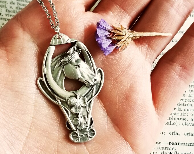 Handmade Horse Necklace, Silver Horse Pendant, Sterling Equestrian Necklace, Sterling Silver Luck Necklace, Unique Horse Jewelry, 242P