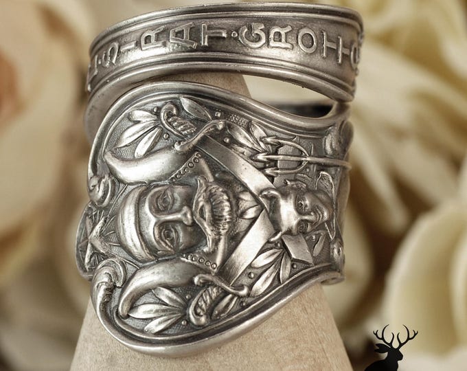 Rare Al Sirat Grotto Ring, Sterling Silver M.O.V.P.E.R Ring, Masonic Fraternal Organization Ring, Unique Sterling Silver Spoon Ring, 2280