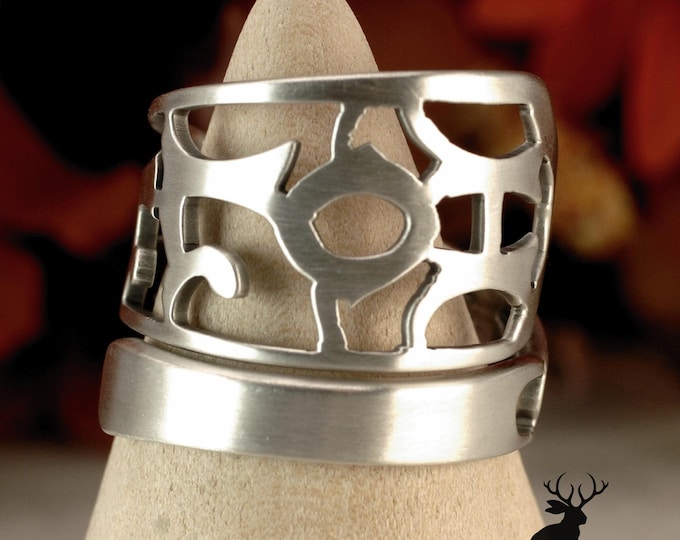 Sterling Hollywood Ring, Silver California Ring, Unique Los Angeles Sterling Ring, Vintage Souvenir Wrap Ring, Sterling Spoon Ring,  2352