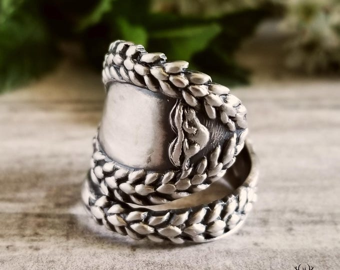 Unique Beaver and Wheat Ring, Botanical Nature Ring, Sterling Beaver & Wheat Ring, Vintage Jewelry, Nature Inspired Ring, Leaf Ring, 1884
