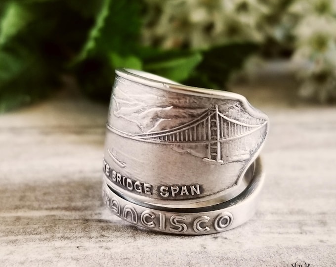 Golden Gate Bridge Ring, San Francisco Ring, Golden Gate Ring, San Fran Ring, Sterling Spoon Ring, Vintage Ring, Sterling Souvenir Ring 2044