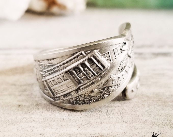 San Francisco Streetcar Ring, Small San Francisco Ring, San Fran Ring, Sterling Spoon Ring, Vintage Ring, Sterling Souvenir Ring, 1112