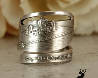 Sterling Silver St. Petersburg, Florida History Souvenir Ring, Million Dollar Pier Ring, Vintage Floridian Sterling Silver Spoon Ring, 2372