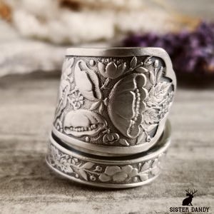 Briar Rose Sterling Ring, Antique Wildflower Ring, Vintage Silver Wild Rose Ring, Vintage Rose Jewelry, Unique Sterling Silver Ring, 1188