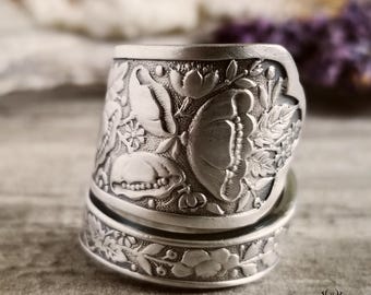 Briar Rose Sterling Ring, Antique Wildflower Ring, Vintage Silver Wild Rose Ring, Vintage Rose Jewelry, Unique Sterling Silver Ring, 1188