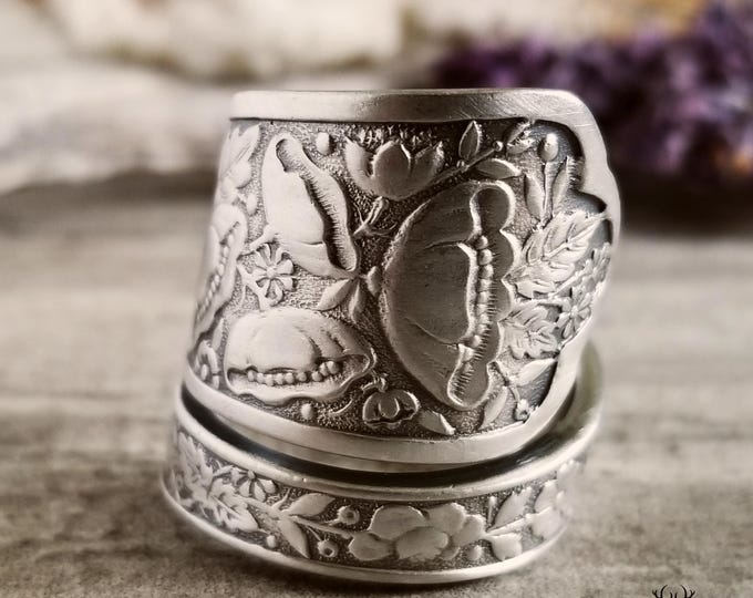 Briar Rose Sterling Ring, Antique Wildflower Ring, Vintage Silver Wild Rose Ring, Vintage Rose Jewelry, Unique Sterling Silver Ring, 1188
