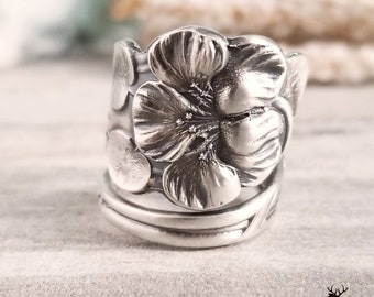 Nasturtium Flower Ring, Sterling Spoon Ring, Vintage Floral Silver Ring, Womens Flower Ring, Authentic Spoon Ring, Silver Flower Ring, 1153