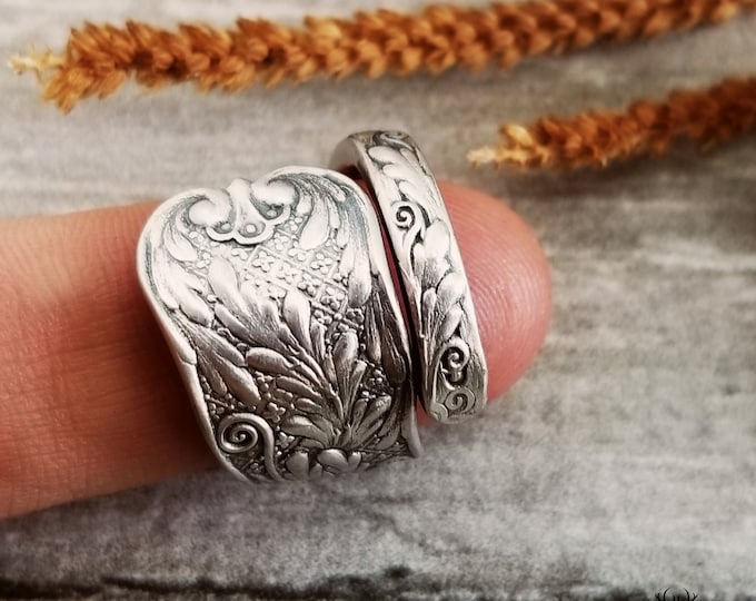 Gorham St. Cloud Sterling Wrap Ring, Sterling Silver Boho Spiral Ring, Rococo Vintage Spoon Ring, Antique Sterling Spoon Ring Jewelry, 1737B