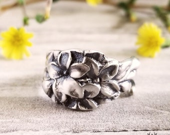 Petite Forget-Me-Not Flower Ring, Flower Bridal Spoon Ring, Bridesmaid Floral Ring, Forget-Me-Not Jewelry, Art Nouveau Style Ring, 1455B