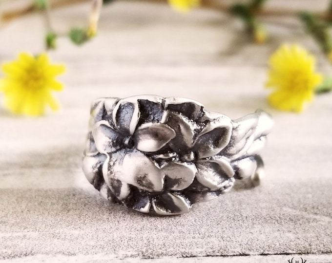 Petite Forget-Me-Not Flower Ring, Flower Bridal Spoon Ring, Bridesmaid Floral Ring, Forget-Me-Not Jewelry, Art Nouveau Style Ring, 1455B