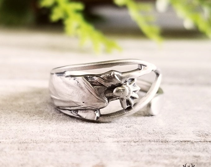 Dainty Statue of Liberty Ring, Adjustable NYC Wrap Ring, New York Sterling Ring, Vintage New York Spoon Ring, Silver NY Souvenir Ring, 1279C