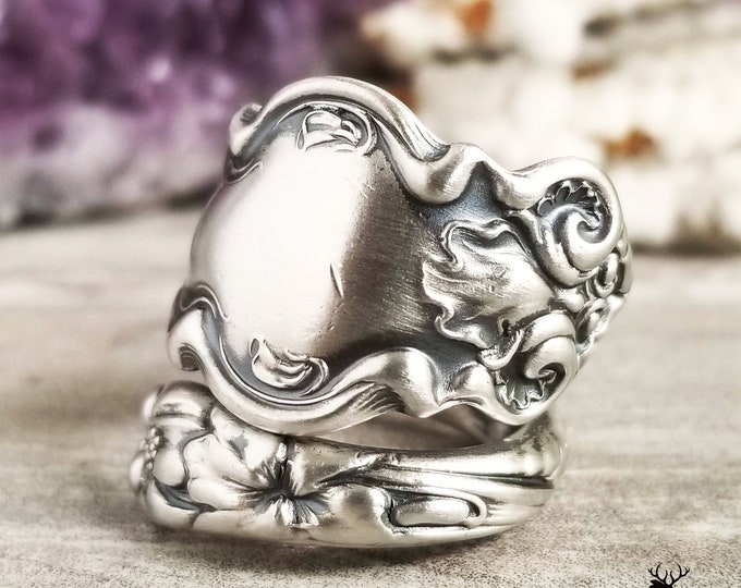 Rococo Vintage Spoon Ring, Sterling Spoon Ring, Victorian Sterling Spoon Ring, Sterling Silver Boho Spoon Ring, Antique Spoon Jewelry, 1361