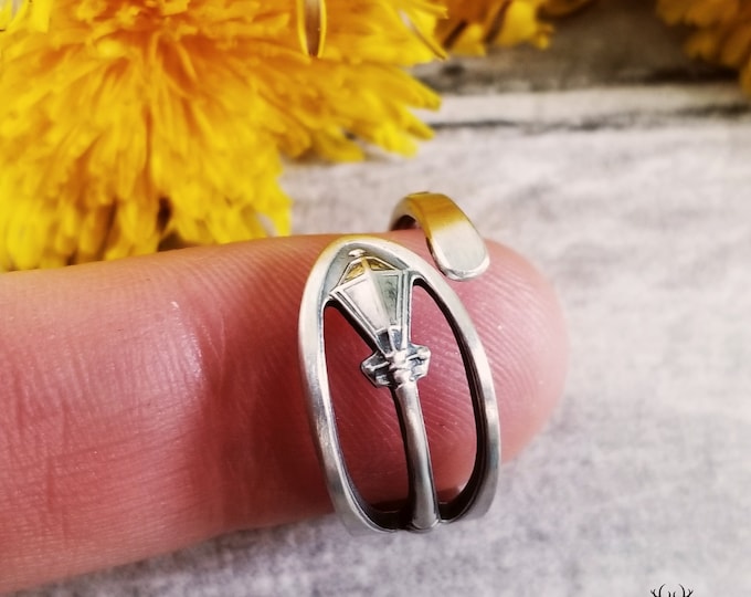 Petite Lamp Post Ring, New Orleans Sterling Spoon Ring, Vintage French Quarter Ring, Adjustable Spoon Ring, Sterling Spoon Ring, Gift, 1950