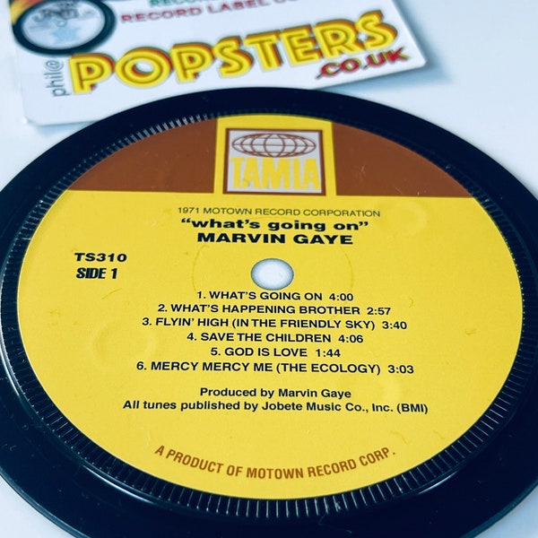 Marvin Gaye - What's Going On. Record Label Coaster. Tamla Motown. Popsters.