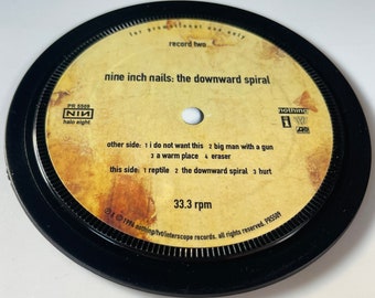 Nine Inch Nails - ‘The Downward Spiral’. Record Label Coaster. Popsters