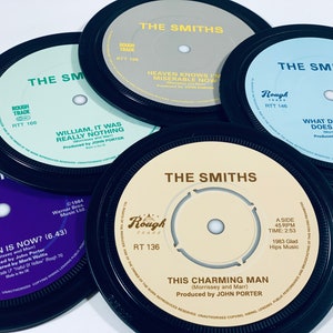 The Smiths record label coasters. Morrissey. Popsters