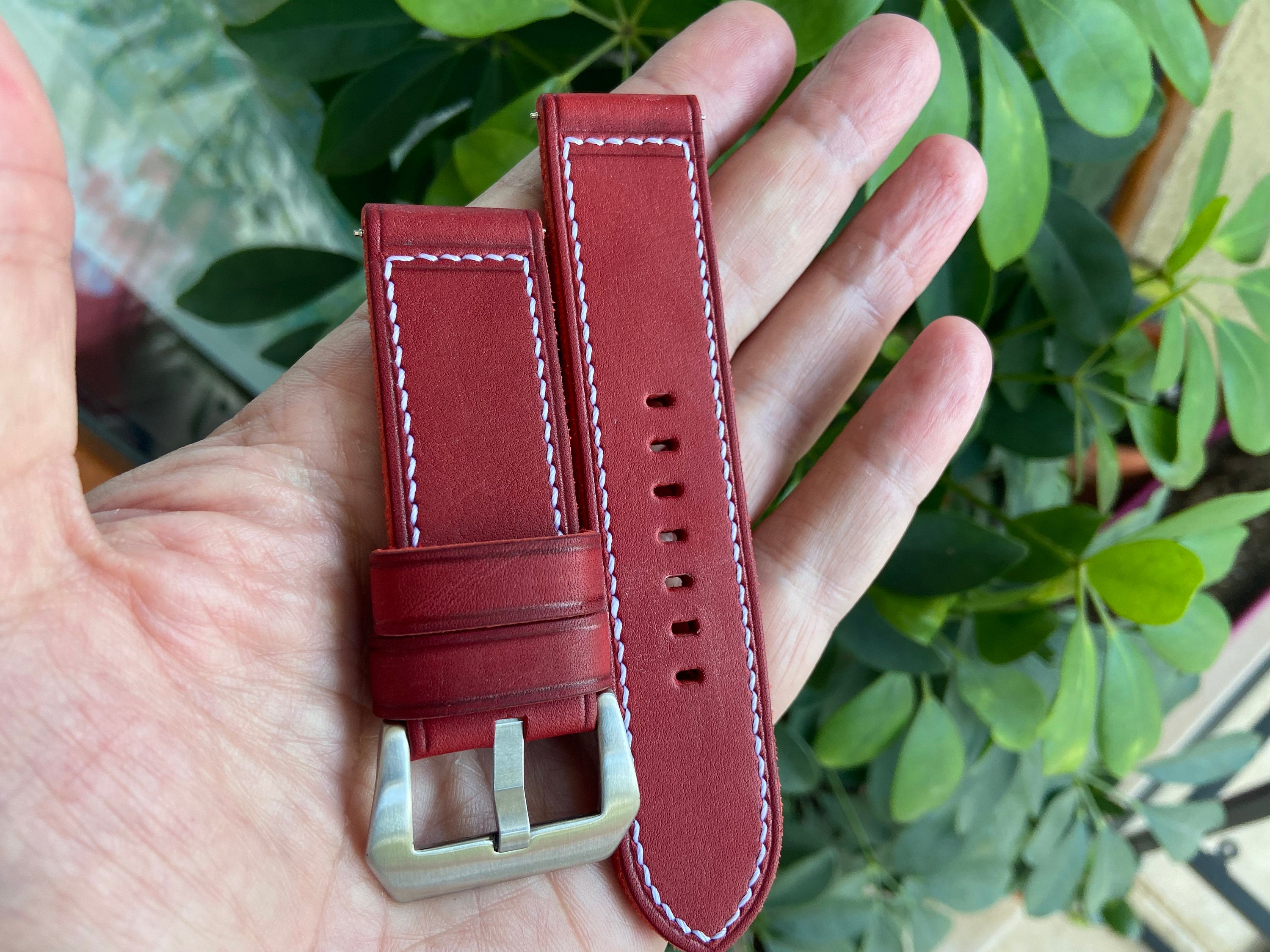 Full Grain Leather Watch Strap 22mm 24mm 26mm Soft Watch Band Etsy