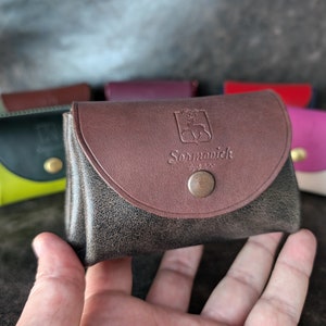 Grey soft leather coin purse. Handmade Women&#39;s Leather Wallet. Purse leather small, soft leather wallet, ladies purse, best gift for her.