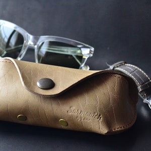 Eyeglasses Case. Sunglasses Semi-Hard Case. Eyeglasses Natural Genuine Leather Handmade Case.