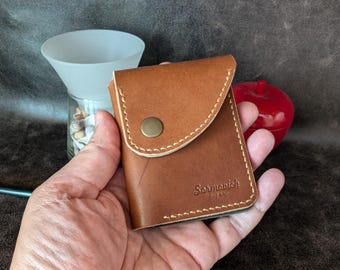 Cartera de cuero hecha a mano, tarjetero minimalista, billetera pequeña, monedero hecho a mano, billetera de cuero compacta, billetera para hombre