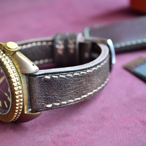 Brown Soft and Supple Leather Watch Strap. Vintage Look Handmade Watch Band, 20mm 22mm 24mm 26mm Custom Made Watch Strap