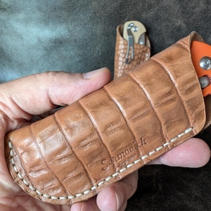 Étui à couteaux fait main, pochette à couteaux en cuir, étui en cuir pour couteaux de poche, organiseur de poche EDC, cadeau fait main pour lui, pochette en cuir complète Edc