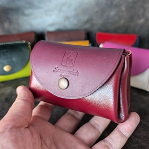 Cartera de cuero para mujer hecha a mano. Monedero de piel suave de color rojo. Monedero de cuero pequeño, cartera de cuero suave, bolso de mujer, regalo brillante para ella.