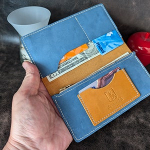 Handgefertigte Leder Lange Brieftasche, Benutzerdefinierte Reißverschluss Brieftasche, Gemüse gegerbte Leder Brieftasche mit Reißverschluss Münzfach, Handgefertigte Geldbörse, Geschenk aus Vollleder