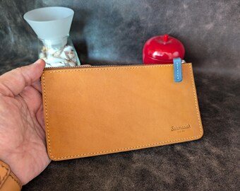 Handgefertigte Leder Geldbörse: Große Clutch Geldbörse