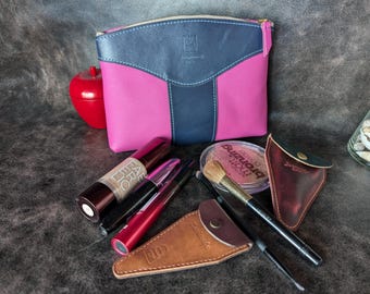 Handmade Leather Cosmetic Bag: Women's Clutch Handbag