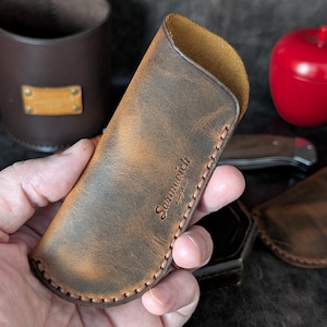 Handgefertigte Leder-Tasche für Klappmesser, EDC-Tasche