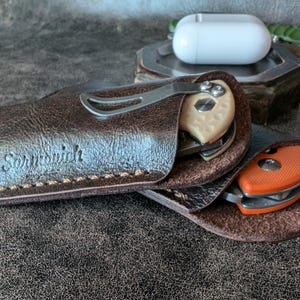 Étui en cuir pour couteau pliant de poche, étui en cuir pour couteau, étui pour couteaux fait main, pochette en cuir pour couteaux, étui fait main pour couteaux pliants, pochette Edc