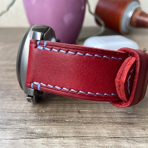 Handmade Red Soft Genuine Leather Watch band. 26mm 24mm 22mm Watch Band. Strap for Wristwatch. Soft wtach strap