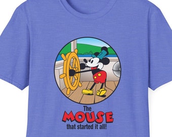 1928 Steamboat Willie / Mickey Mouse in FULL COLOR, Disney T-Shirt, Unisex Softstyle T-Shirt Gift Ideas Men / Women