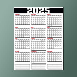2025 Calendar 18&quot;X24&quot; Poster -- Matte Finish