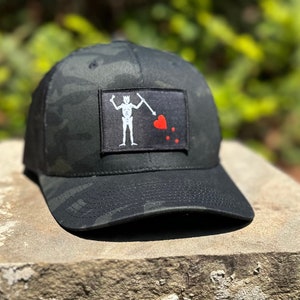 Blackbeard Patch and Black Multicam Camo Tactical Hat by Concord and Lex