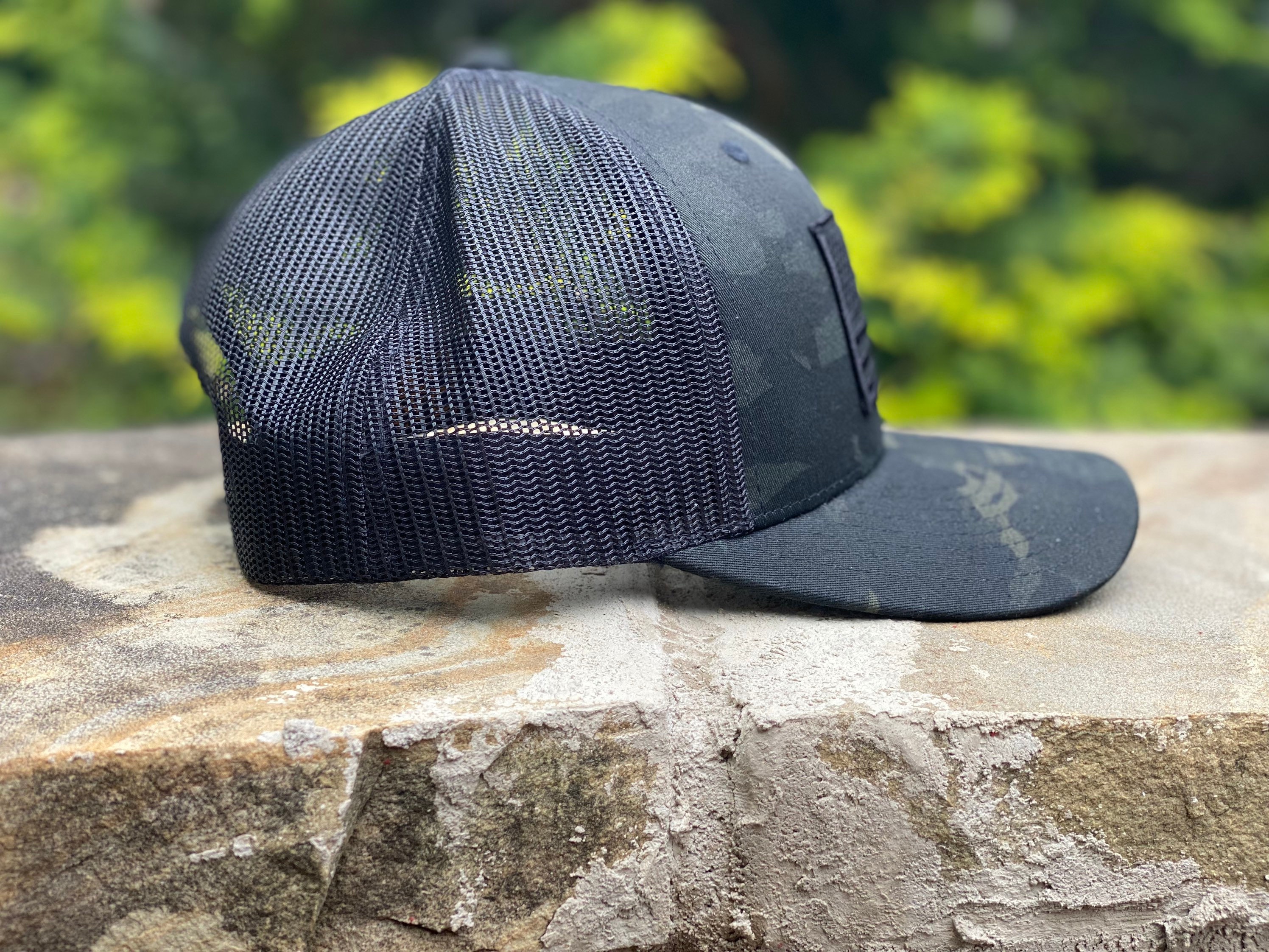 Python Black Camo Hat with American Flag Patch - Blackout Coffee Co.