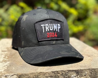 Trump 2024 Patch with Black Multicam SnapBack Hat by Concord & Lex