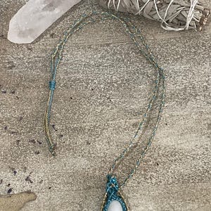 Statement Piece Micro Macrame Necklace with Cabochon, Macrame Gemstone Necklace, Handmade Gemstone Cabochon Macrame Pendant, Boho Gifts