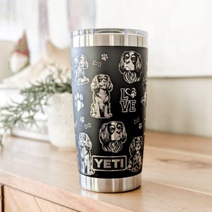 Laser Engraved Cavalier King Charles Spaniel Tumbler,  Dog Gift for pet owners like Mom or Dad!
