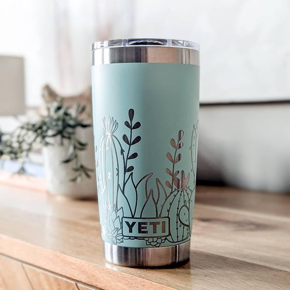 20oz YETI Tumbler With Succulents and Cactus Plant Wrap Design