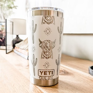 20oz - 360 Highland Cow engraved YETI tumbler