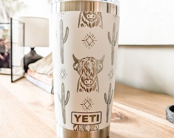 20oz - 360 Highland Cow engraved YETI tumbler