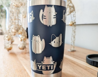 20oz - 360 Cat Lover laser engraved YETI tumbler.